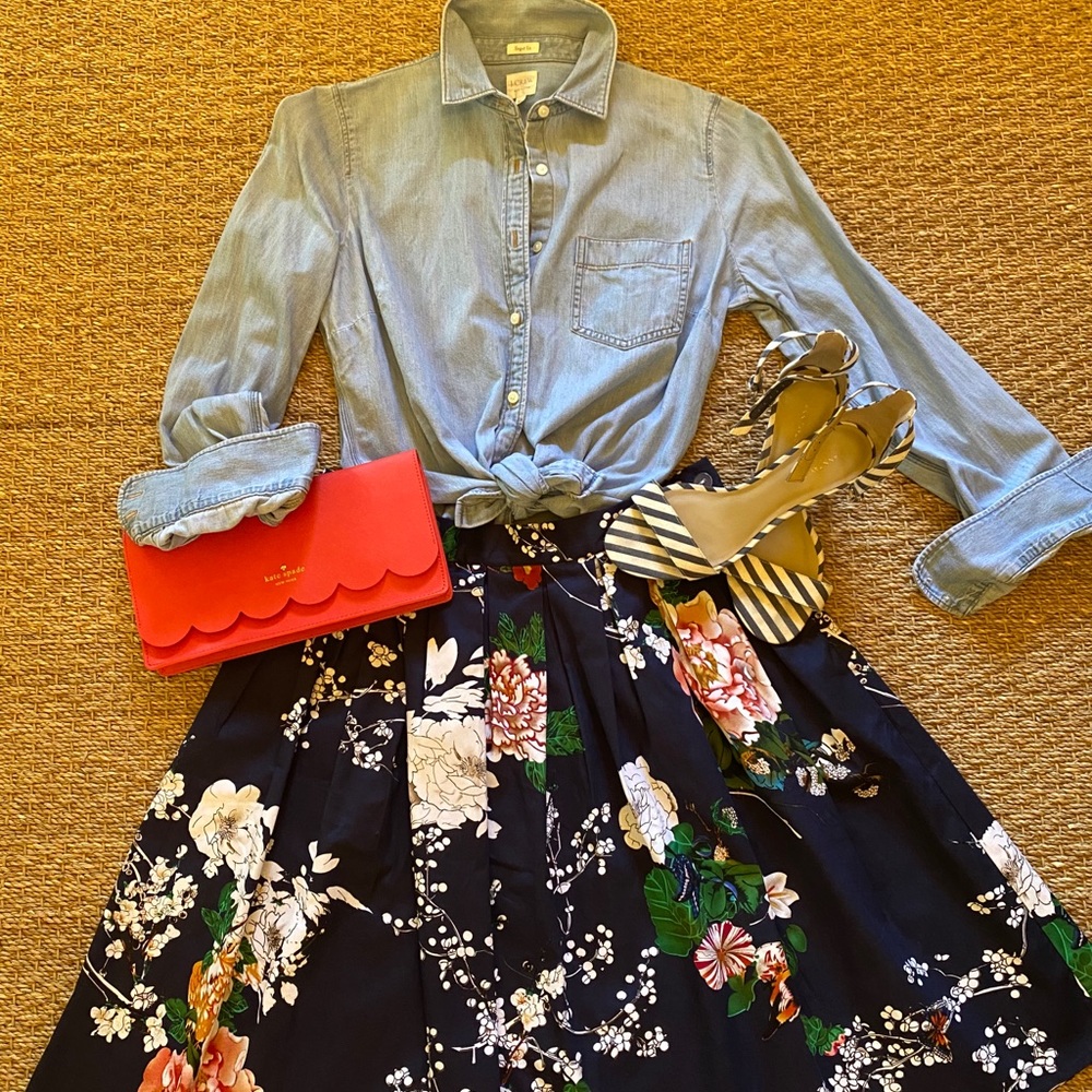 Floral fit and flare skirt